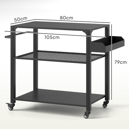 Carrito De Parrilla Outsunny Acero, Metal Negro 105x50x79 Cm_2