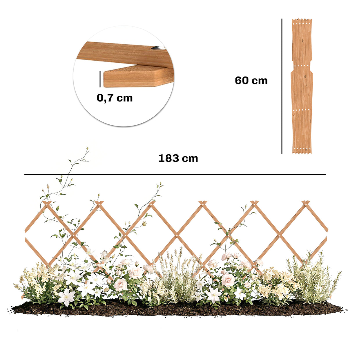 Enrejado De Jardín Outsunny Madera De Abeto Marrón Claro 183x0.7x60 Cm_2