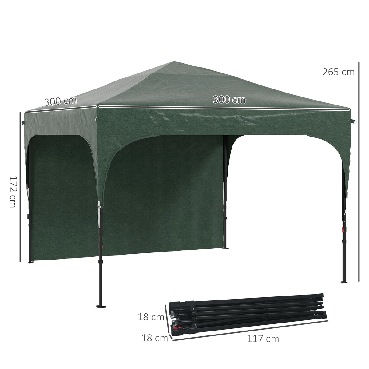 Carpa Plegable Outsunny Tela Oxford, Acero Verde 300x300x265 Cm_2