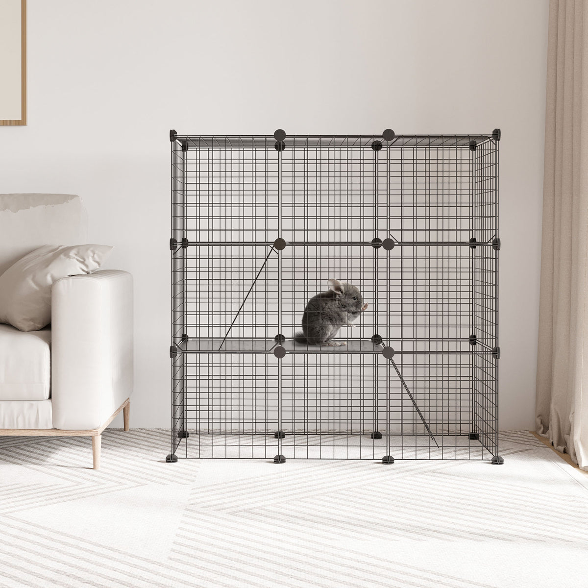 Jaula Para Animales Pequeños De 31 Paneles Pawhut 105x45x105 Cm Negro_1