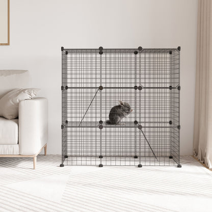 Jaula Para Animales Pequeños De 31 Paneles Pawhut 105x45x105 Cm Negro_1