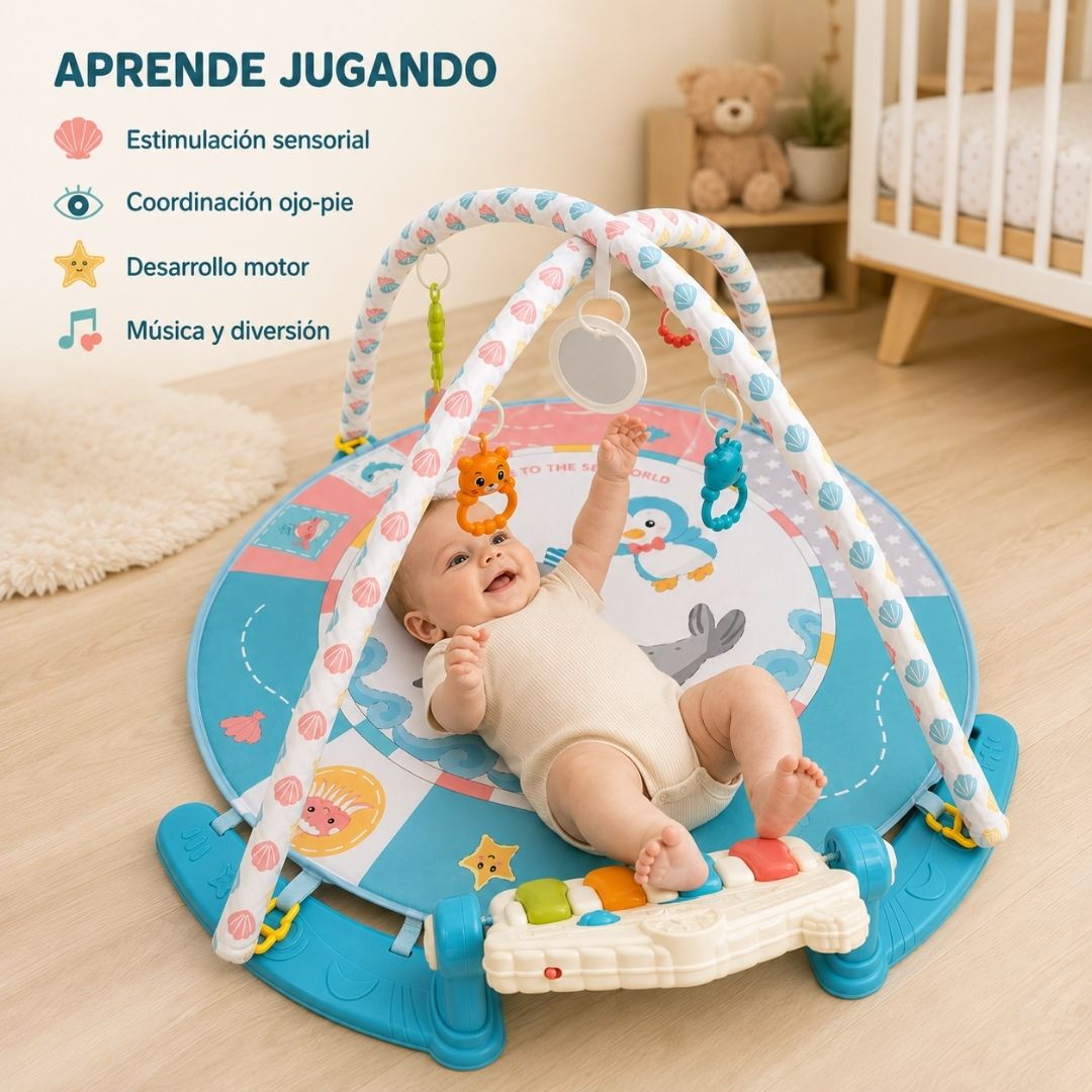Gimnasio Bebé Con Piano Musical, Manta De Actividades Infantil,estimulación Temprana, Piano Para Pies Bathby_1