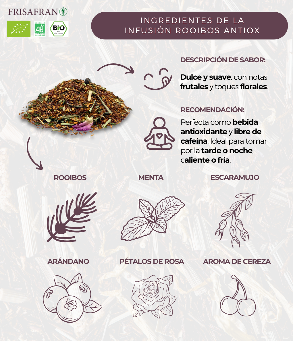 Infusión De Rooibos Antioxidante Ecológica En Granel | Calidad | Frisafran 100 G_4