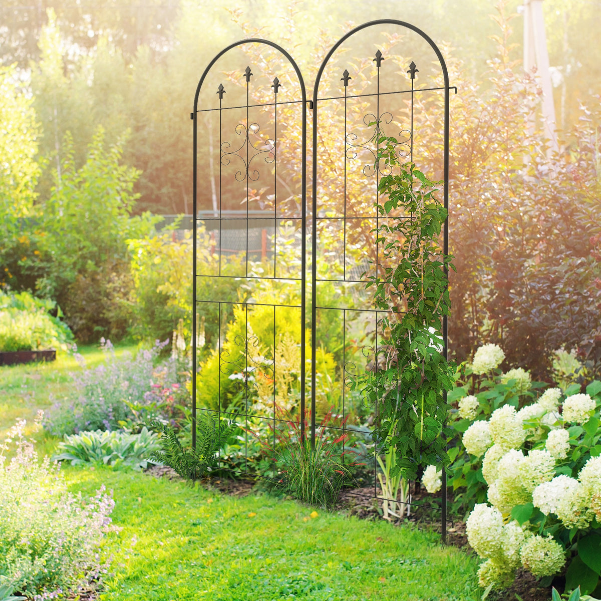 Enrejados De Jardín Outsunny Acero Negro 50x180 Cm_1