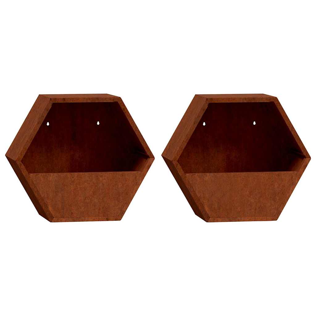Jardineras De Pared 2 Uds Acero Corten Oxidado 30x10x25 Cm_0