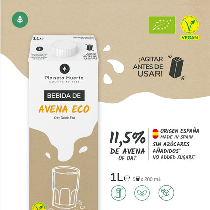 Pack 12 x bebida de avena ECO Planeta Huerto 1L