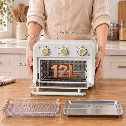 Homcom Horno Freidora De Aire 12 L Con 3 Mandos Convección 360° Bandeja Y Cesta_2