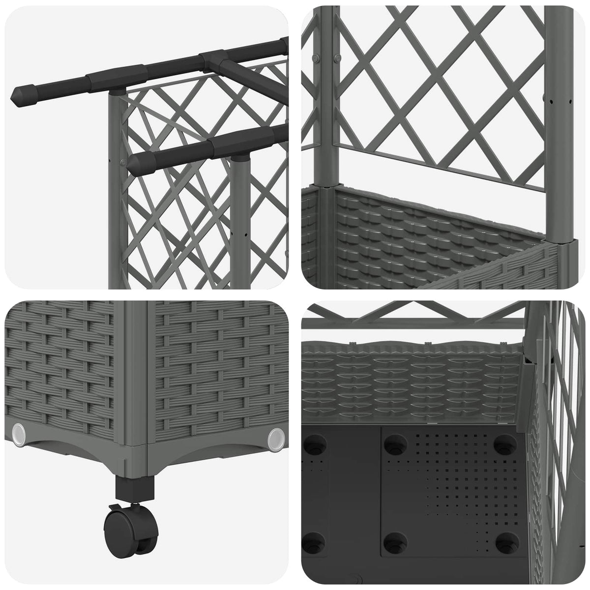 Cama Elevada Con Trellis Y Techo Gris Claro 202,5 X 40 X 127 Cm_5