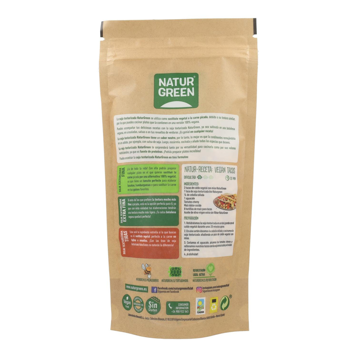 Soja Texturizada en Tiras Bio NaturGreen115 g