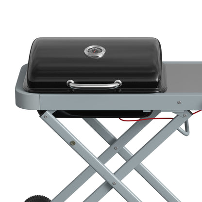Barbacoa De Gas Outsunny Metal, Acero Inoxidable Negro 109x55x89 Cm_4