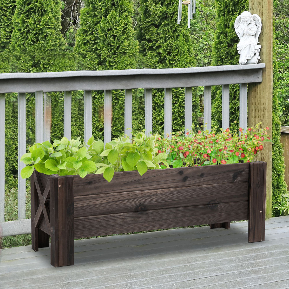 Huerto Urbano Rectangular Outsunny Marrón 100x36,5x36 Cm_1