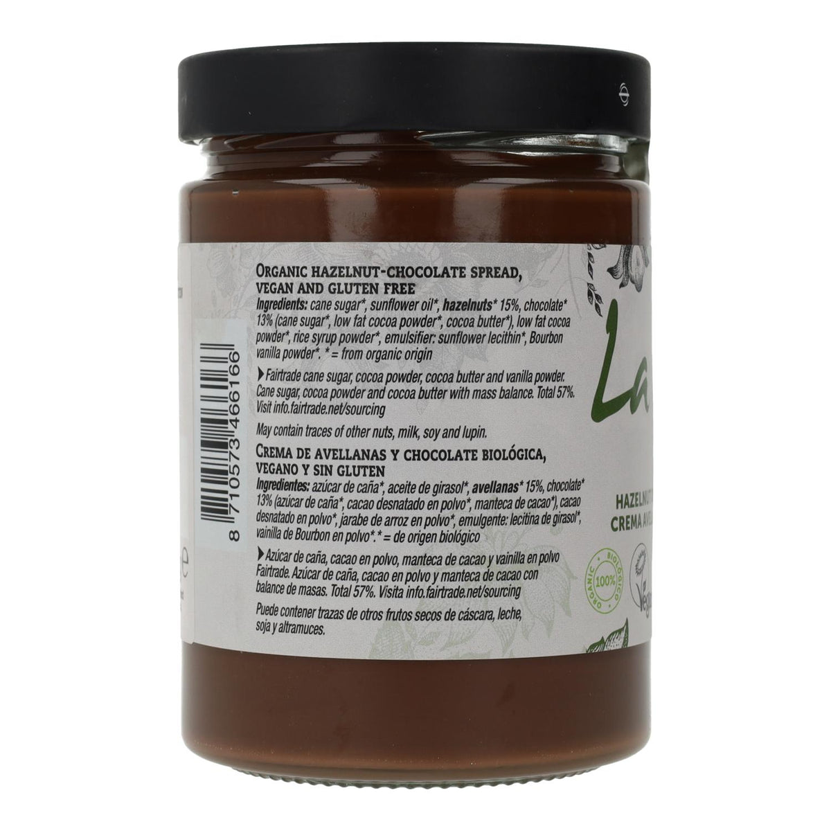 Crema Chocolate y Avellana  Vegana Sin Gluten La Vida Vegan 270 g