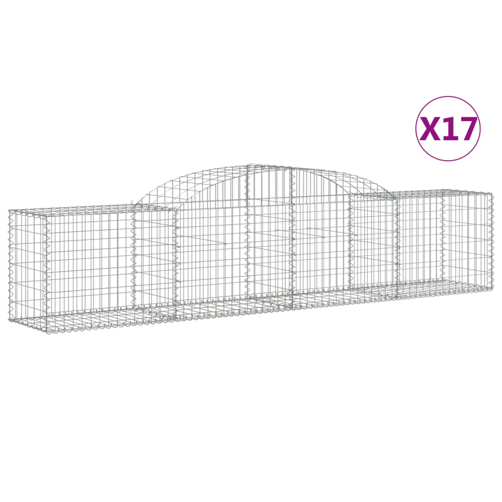Cestas De Gaviones 17 Uds Forma De Arco Hierro 300x50x60/80 Cm_0