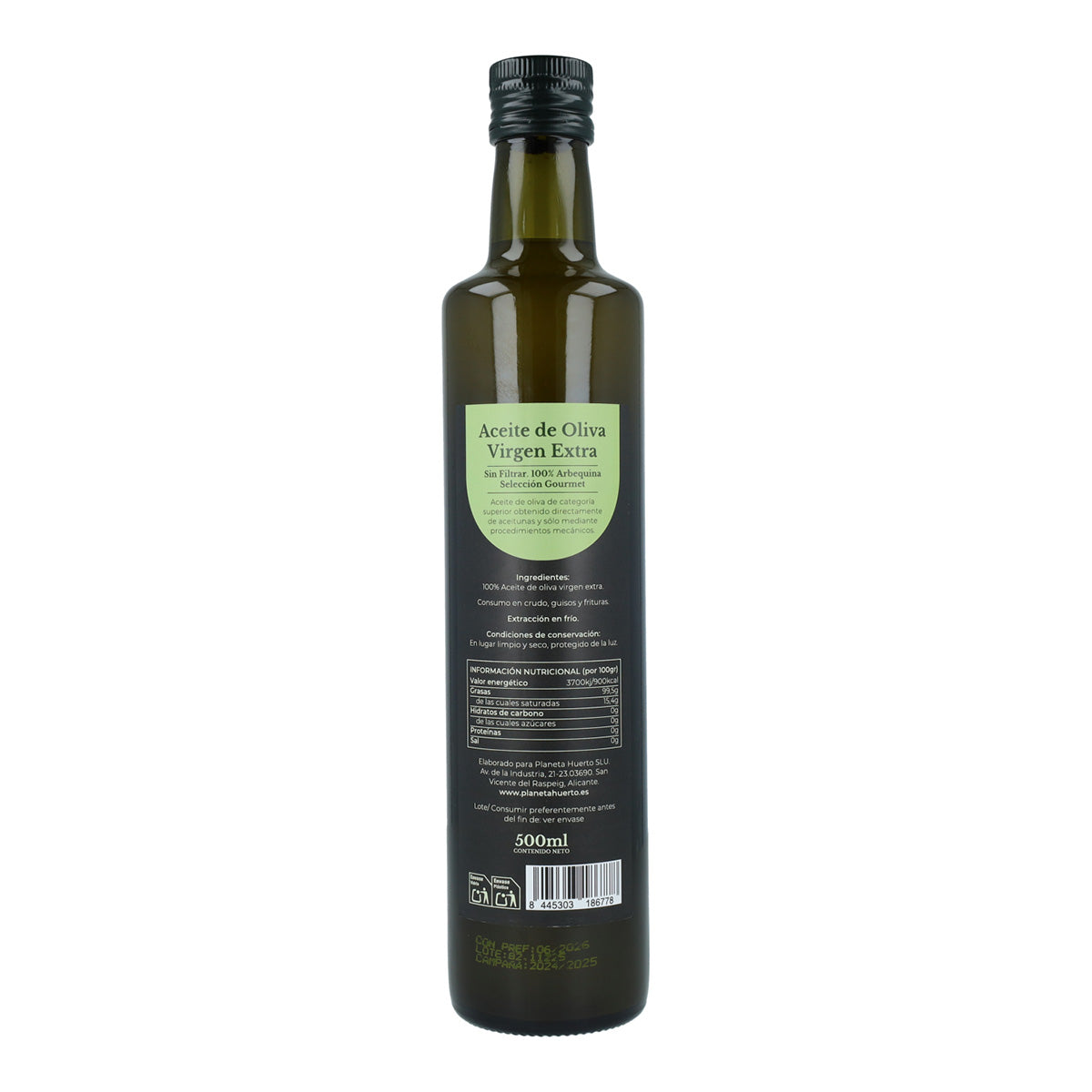 Pack 3x Aceite de oliva virgen extra de cosecha temprana verde sin filtrar Planeta Huerto 500 ml