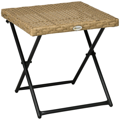 Mesa De Jardín Outsunny Acero, Pe Madera Natural 40x40x40 Cm_0