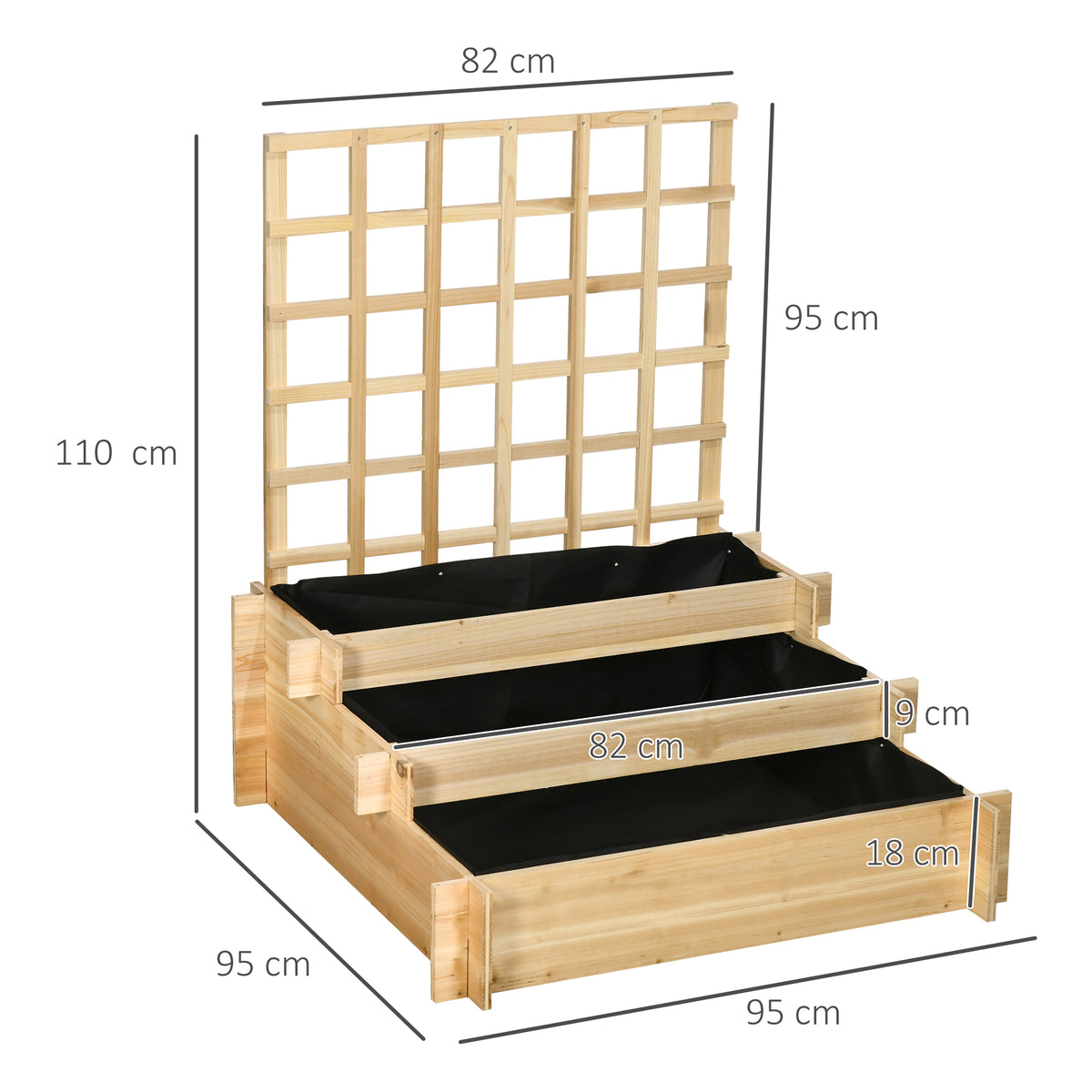 Jardinera De 3 Niveles Con Enrejado Outsunny 95x95x110 Cm Natural_2