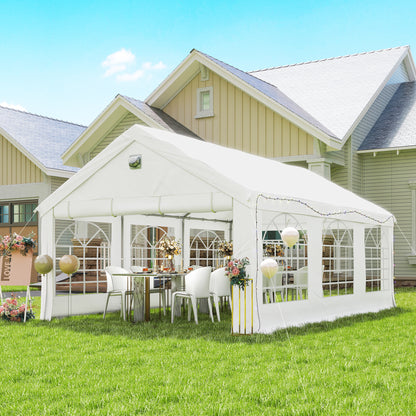 Carpa Para Fiesta Outsunny Acero Galvanizado, Tela De Pe Blanco 598x394x302 Cm_1