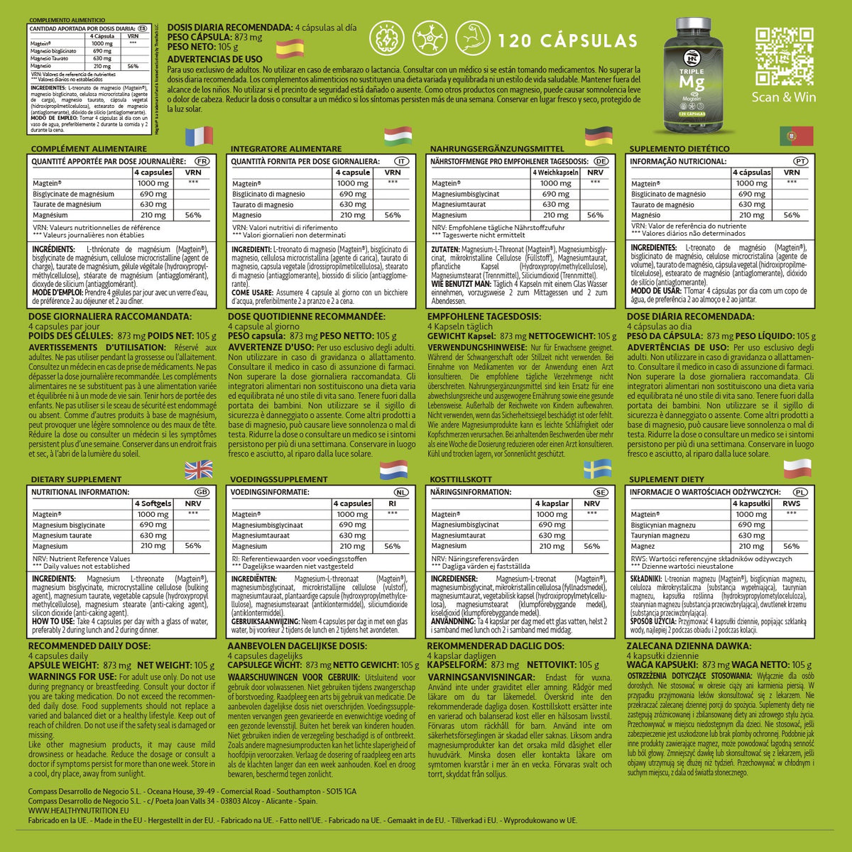 Pack 2 X Triple Magnesio Complex Premium Con Magtein® - 210 Mg De Magnesio - 2 X 120 Cápsulas_5