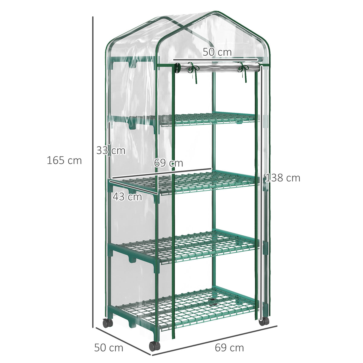 Invernadero De Jardín Outsunny Acero, Pvc Transparente Y Verde 69x50x165 Cm_2