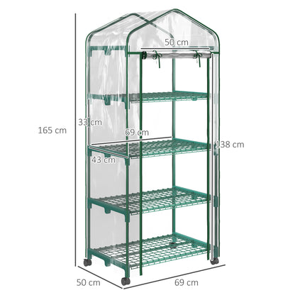 Invernadero De Jardín Outsunny Acero, Pvc Transparente Y Verde 69x50x165 Cm_2