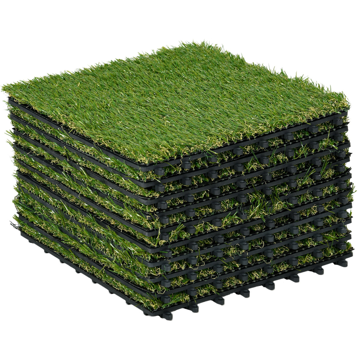 Césped Artificial Outsunny Pe, Pp Verde Oscuro 30x30x3.5 Cm_0