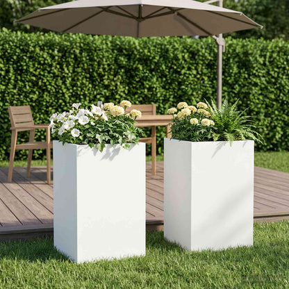 Macetero De Jardín 2 Uds. Blanco 30 X 30 X 50 Cm_1