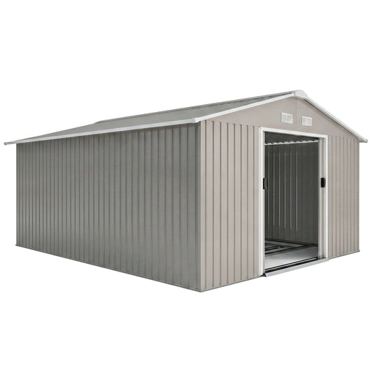 Cobertizo De Jardín Outsunny Acero, Pp Gris Claro 340x386x200 Cm_0