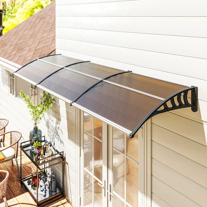 Marquesina Exterior Policarbonato Outsunny 300x96x27 Cm Marrón_1