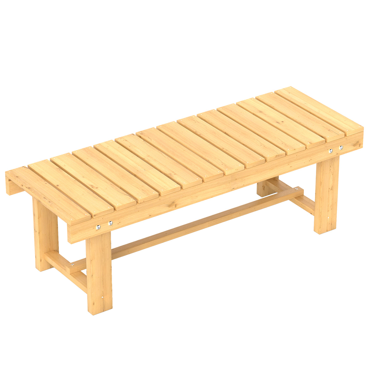 Banco De Jardín Outsunny Madera De Abeto Madera Natural 110x38x35 Cm_0
