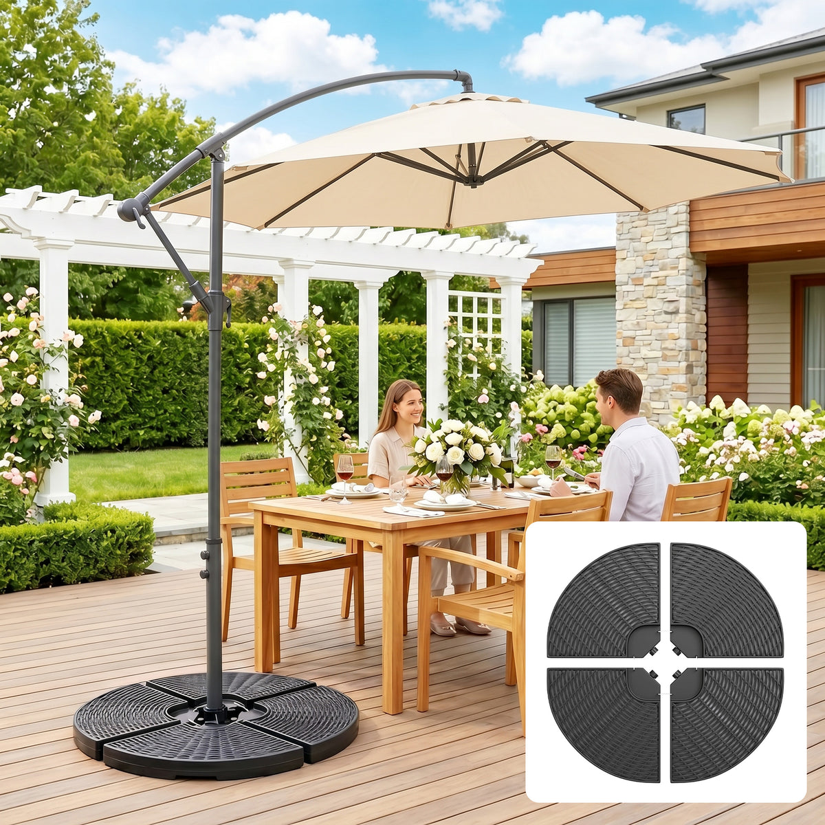 Base Para Sombrilla Outsunny Hdpe Negro 100x100x8 Cm_3