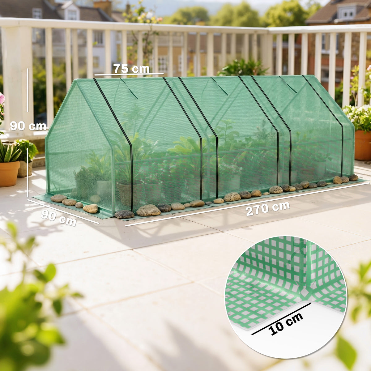 Invernadero De Jardín Con 3 Ventanas Outsunny 270x90x90 Cm Verde_2