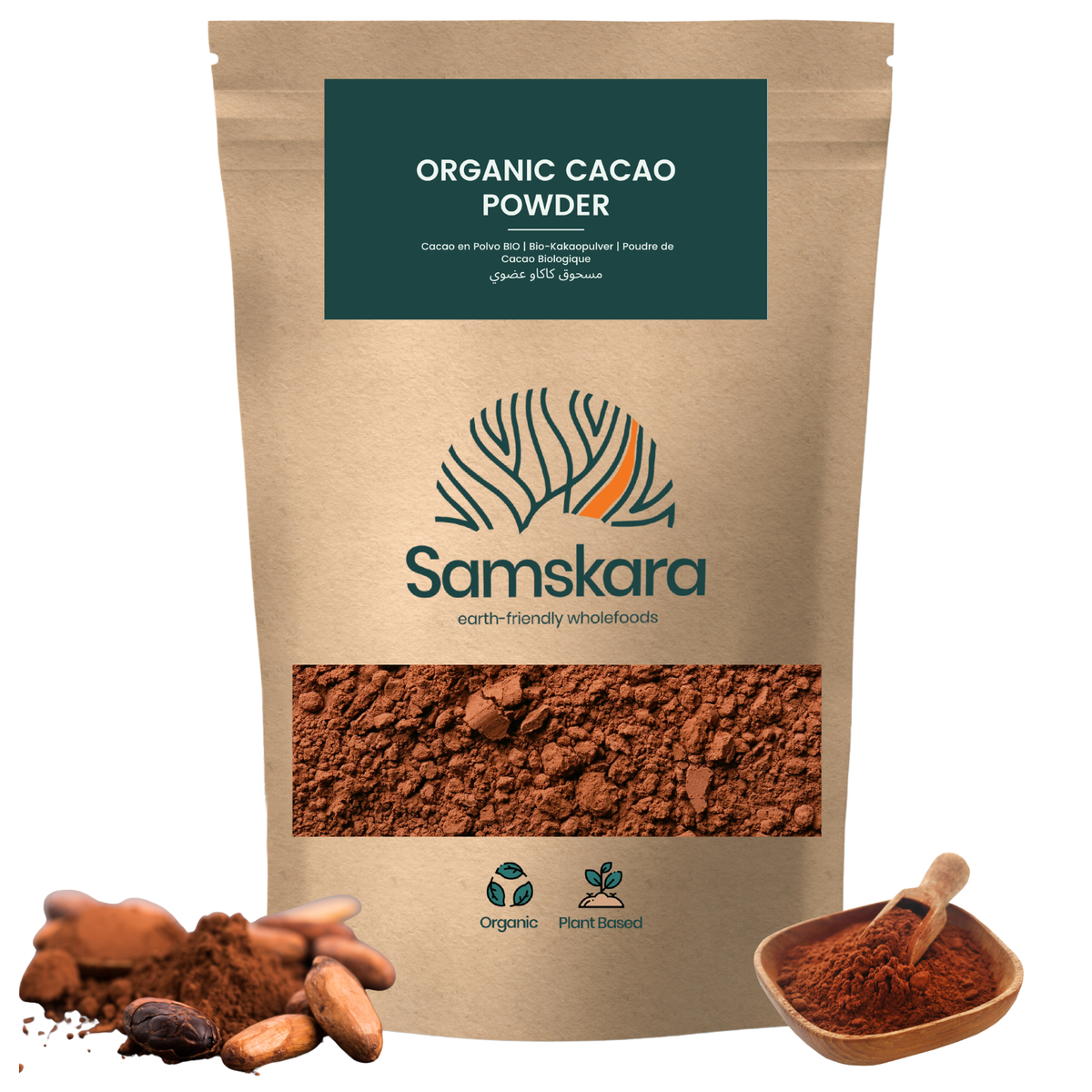 Cacao En Polvo Bio - 4kg (1kg Envase Retail + 3kg Bolsa Granel De Recarga) | Cacao Puro Ecológico Vegano Para Repostería_0