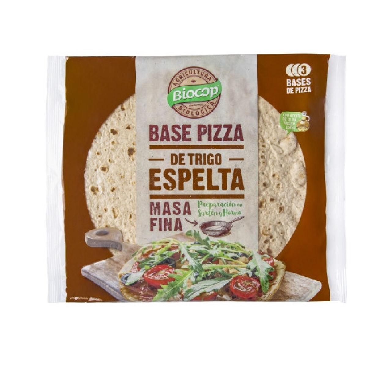 Base de Pizza de Espelta Masa Fina Biocop (3 bases) 390 g