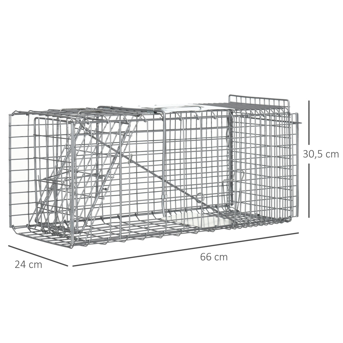 Trampa Para Animales Outsunny 66x24x30.5 Cm Plata_2