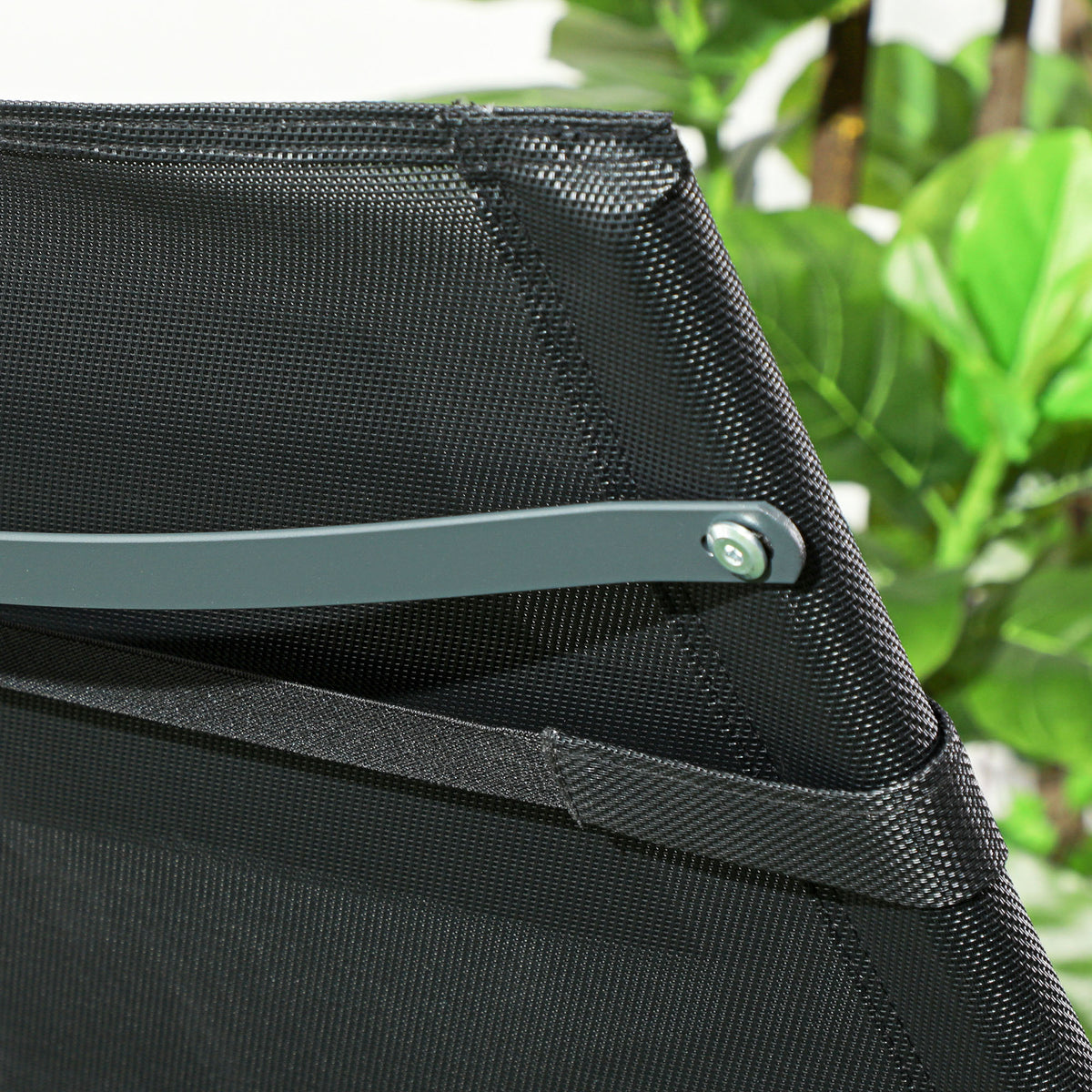 Mecedora De Exterior Outsunny Metal, Textilene Negro 155x61x88 Cm_4