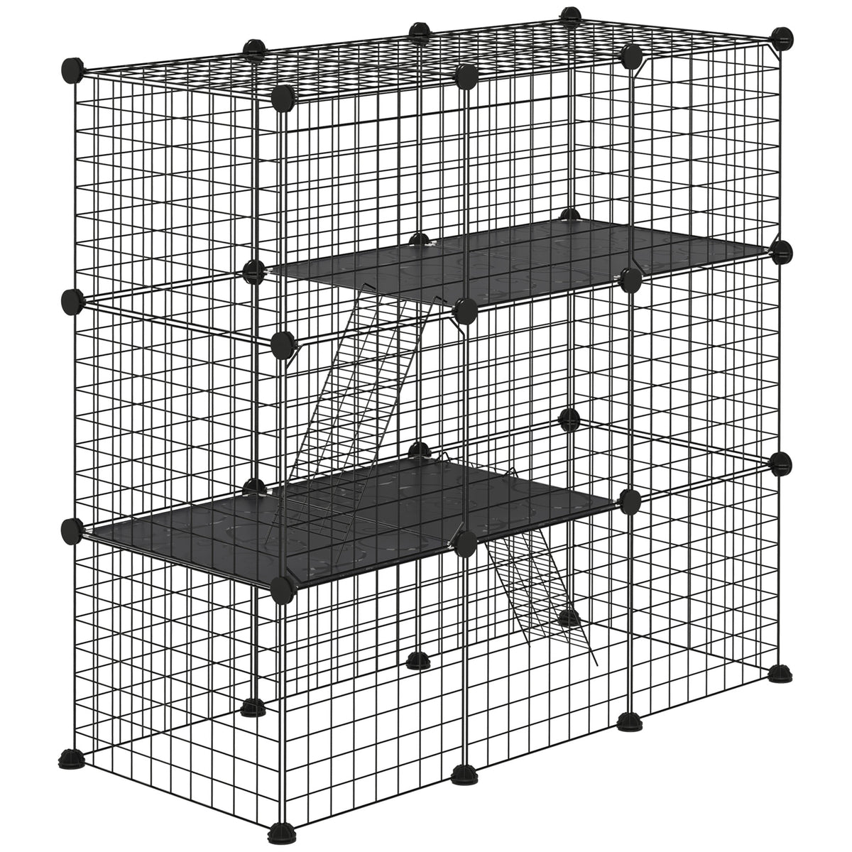 Jaula Para Animales Pequeños De 31 Paneles Pawhut 105x45x105 Cm Negro_0