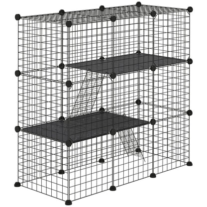 Jaula Para Animales Pequeños De 31 Paneles Pawhut 105x45x105 Cm Negro_0
