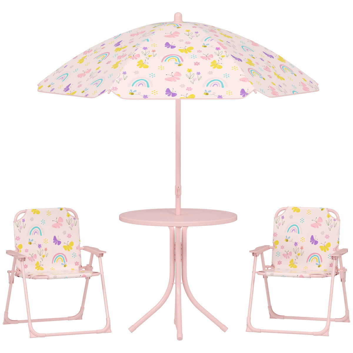 Aiyaplay Conjunto De Mesa Y Sillas Infantil De Jardín De 4 Piezas Rosa_0