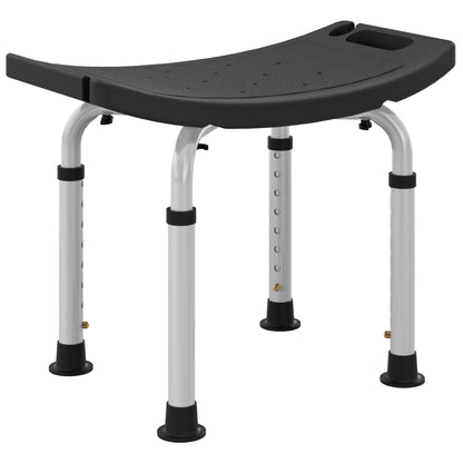 Taburete De Ducha Homcom Aleación De Aluminio, Hdpe Negro 50x36x56.5 Cm 713-165v00bk_0