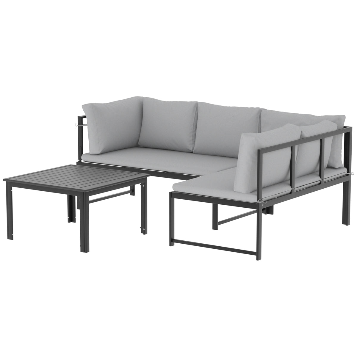 Muebles De Jardín Outsunny Metal, Poliéster Gris 177x115x64 Cm_4