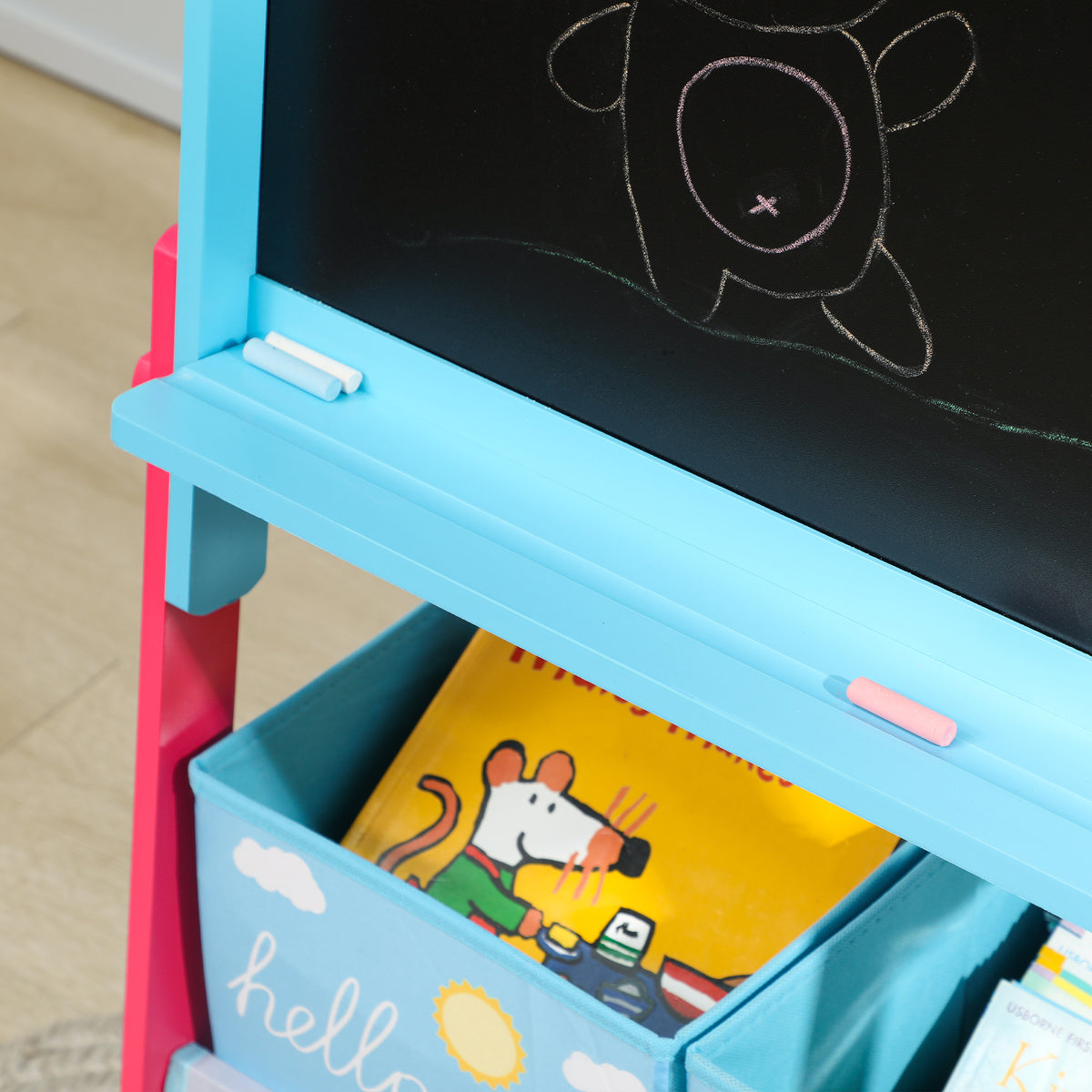 Caballete Infantil Aiyaplay Mdf, Tela No Tejida Azul 53.5x49x113 Cm_4