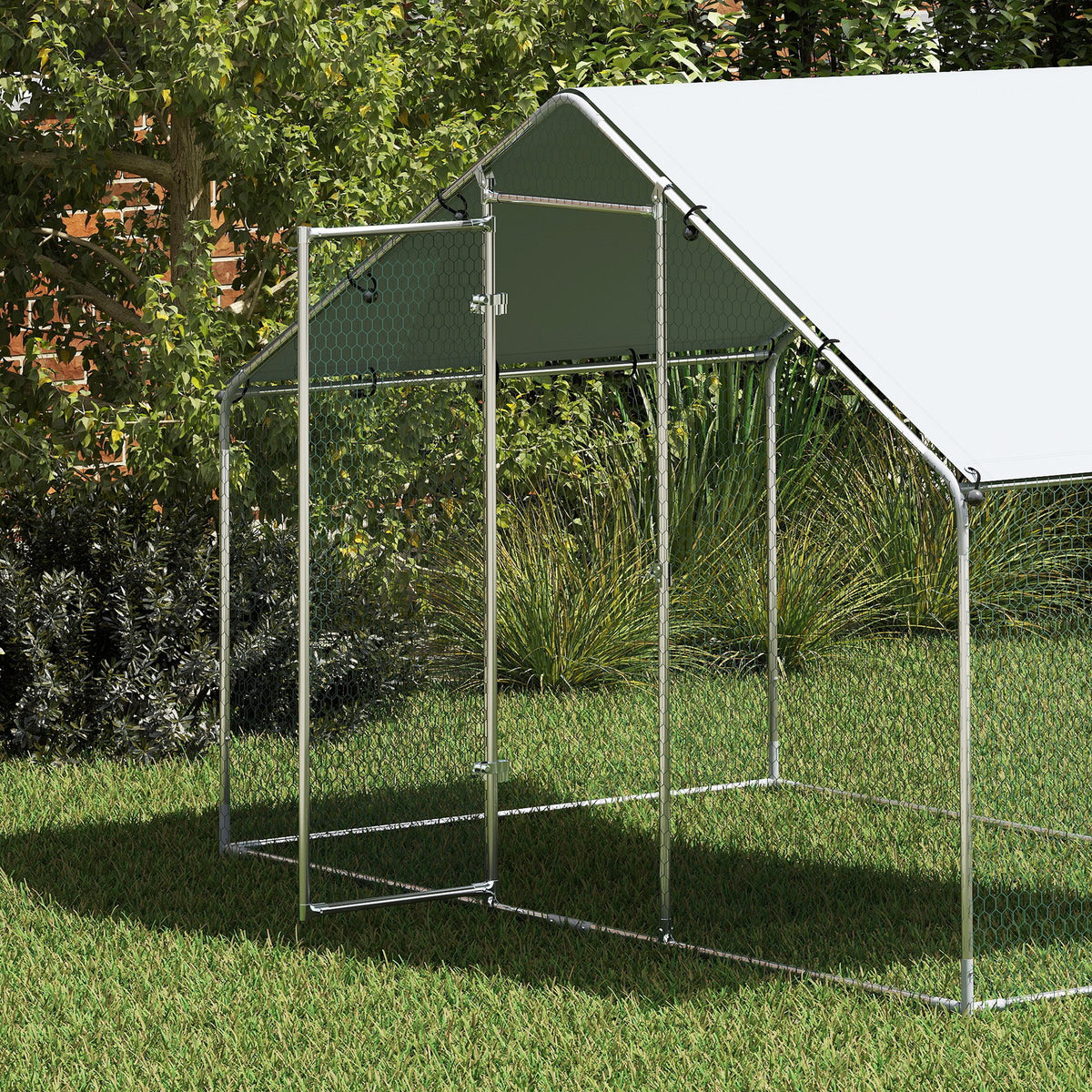 Gallinero Para Exterior Pawhut Acero Plata 300x170x190 Cm_3