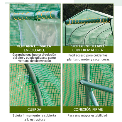 Invernadero De Túnel Outsunny Pe, Metal Galvanizado Verde 395x195x198 Cm_5