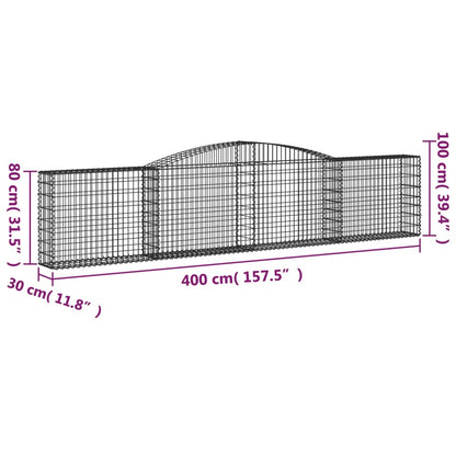 Cestas De Gaviones 10 Uds Forma De Arco Hierro 400x30x80/100 Cm_5