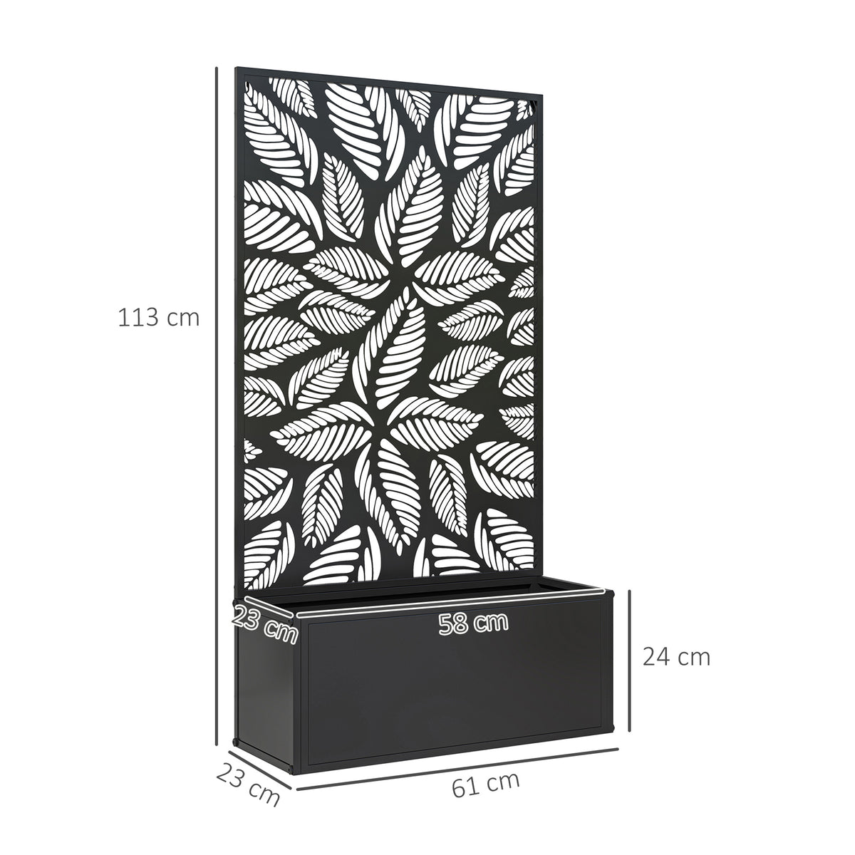 Jardinera Exterior Outsunny Metal Negro 61x23x113 Cm_2