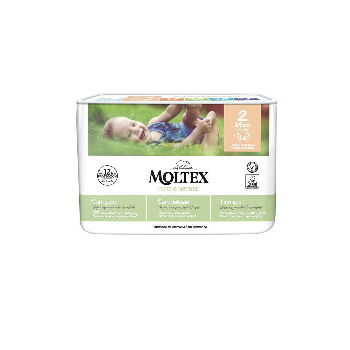 Pañales  T2 (3-6 kg) Moltex Pure & Nature, 36 Uds