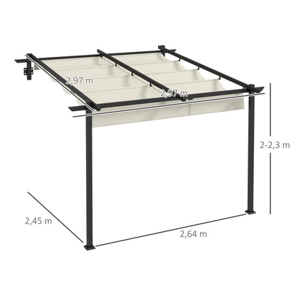 Pérgola Outsunny Poliéster, Acero Crema 297x297x230 Cm_2
