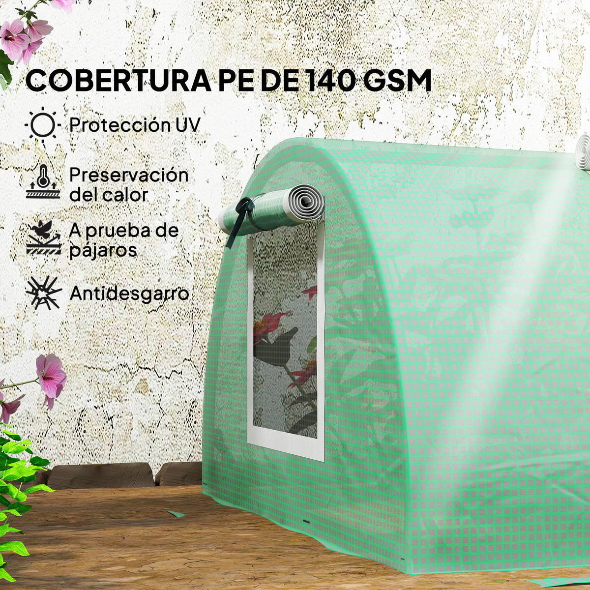 Invernadero Pequeño Outsunny Pe, Acero Verde 300x80x45 Cm_3