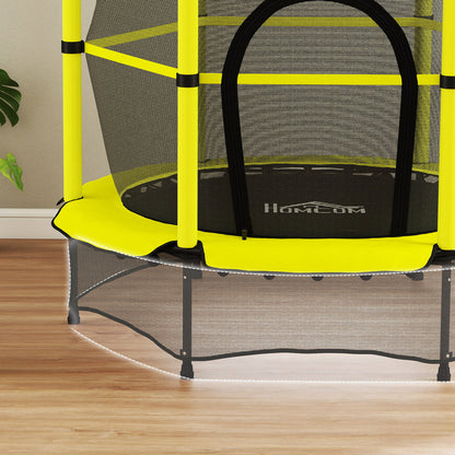 Cama Elástica Infantil Homcom Acero, Pp Amarillo 140x140x190 Cm_4