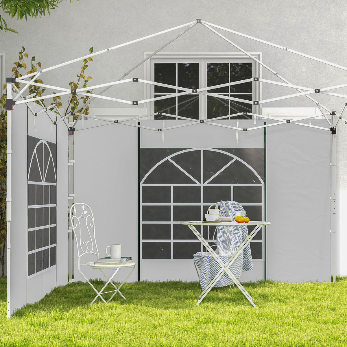 Paredes Para Carpa Outsunny Tela Oxford Blanco 295x195 Cm_1